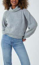 Load image into Gallery viewer, Grey Roll Neck Pointelle Knit Jumper