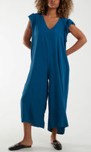 Load image into Gallery viewer, Teal Ruffle Sleeve Wide Leg Jumpsuit