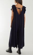 Load image into Gallery viewer, Navy Ruffle Sleeve Wide Leg Jumpsuit