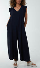 Load image into Gallery viewer, Black Ruffle Sleeve Wide Leg Jumpsuit