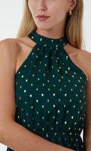 Load image into Gallery viewer, Green Metallic Spot Halter Neck Dress