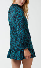 Load image into Gallery viewer, Abstract Teal Animal Mini Shift Dress