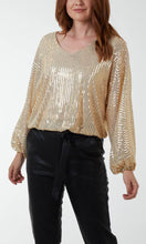 Load image into Gallery viewer, Gold Sequin Top