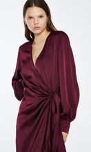 Load image into Gallery viewer, Burgundy Sateen Wrap Dress