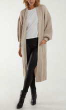 Load image into Gallery viewer, BEIGE CHUNKY KNIT LONGLINE CARDIGAN