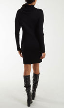 Load image into Gallery viewer, BLACK THICK RIBBED KNIT ROLL NECK JUMPER MINI DRESS