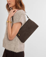Load image into Gallery viewer, Chocolate Orin Twist Lock Suedette Small Shoulder Bag