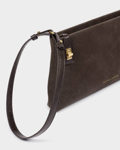 Load image into Gallery viewer, Chocolate Orin Twist Lock Suedette Small Shoulder Bag