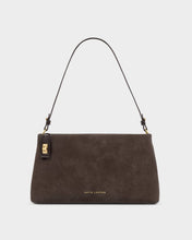Load image into Gallery viewer, Chocolate Orin Twist Lock Suedette Small Shoulder Bag