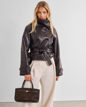 Load image into Gallery viewer, Chocolate Leopard Orin Top Handle Suedette Crossbody Bag