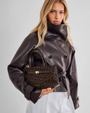 Load image into Gallery viewer, Chocolate Leopard Orin Top Handle Suedette Crossbody Bag