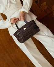 Load image into Gallery viewer, Chocolate Leopard Orin Top Handle Suedette Crossbody Bag