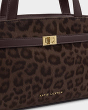 Load image into Gallery viewer, Chocolate Leopard Orin Top Handle Suedette Crossbody Bag