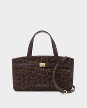 Load image into Gallery viewer, Chocolate Leopard Orin Top Handle Suedette Crossbody Bag