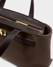 Load image into Gallery viewer, Bitter Chocolate Orin Top Handle Suedette Crossbody Bag