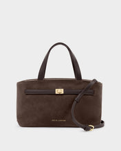Load image into Gallery viewer, Bitter Chocolate Orin Top Handle Suedette Crossbody Bag