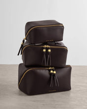 Load image into Gallery viewer, Bitter Chocolate Fold-Out Mirror Makeup Bag