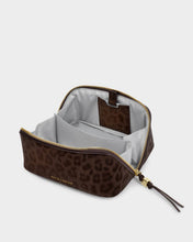 Load image into Gallery viewer, Chocolate Leopard Fold-Out Mirror Makeup Bag