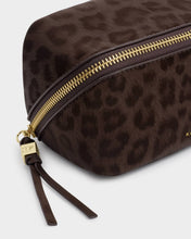 Load image into Gallery viewer, Chocolate Leopard Fold-Out Mirror Makeup Bag