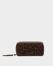 Load image into Gallery viewer, Chocolate Leopard Fold-Out Mirror Makeup Bag