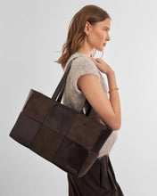 Load image into Gallery viewer, Chocolate Taya Hand Woven Suedette Tote Bag