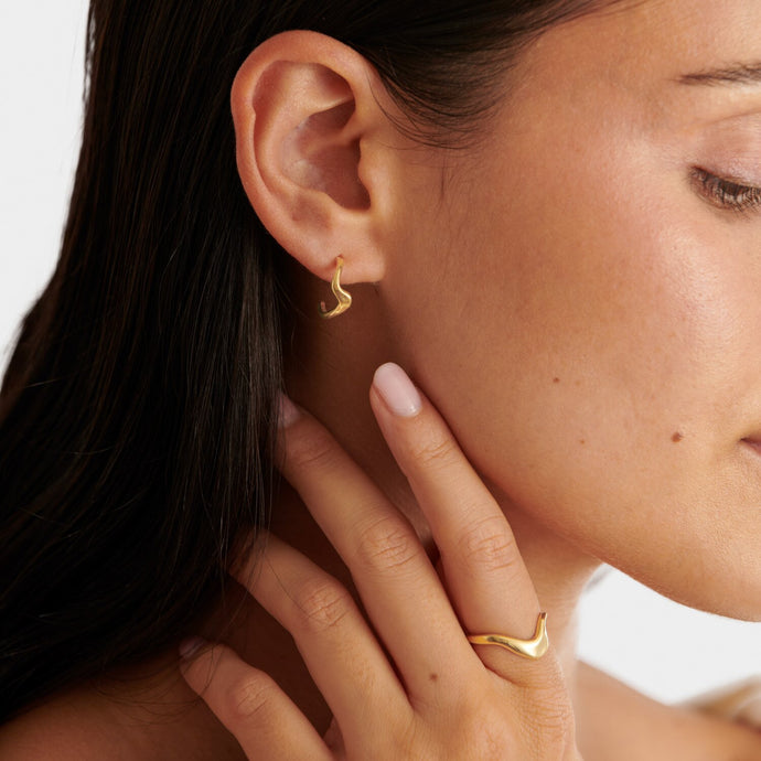 Marina Waterproof Gold Wave Earrings