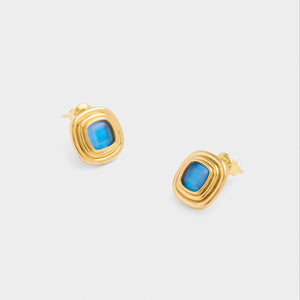 Sofia Azure Waterproof Gold Button Stud Earrings