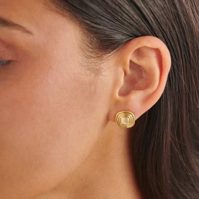 Sofia Button Waterproof Gold Button Stud Earrings