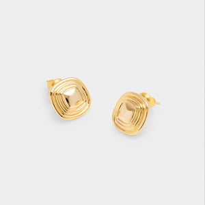 Sofia Button Waterproof Gold Button Stud Earrings