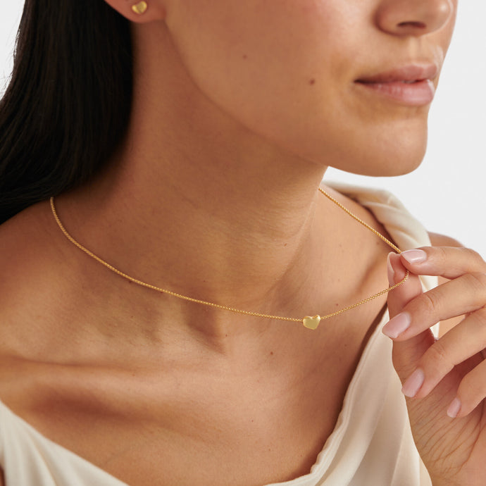 'Heart Of Gold' Charm Necklace in Gold