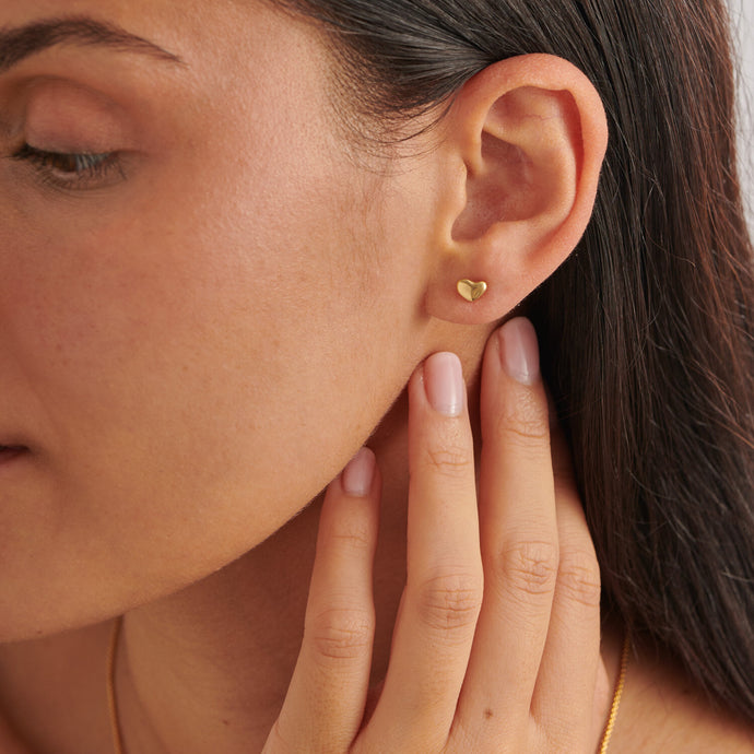 'Heart Of Gold' Stud Earrings in Gold