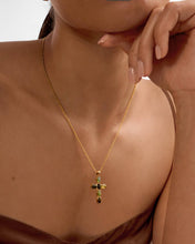 Load image into Gallery viewer, Stone Cross Waterproof Gold Necklace