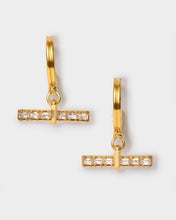 Load image into Gallery viewer, Lustre Waterproof Gold T-Bar Hoop Earrings