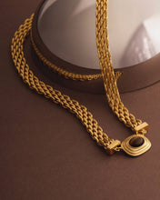Load image into Gallery viewer, Tiger's Eye Waterproof Gold Button Necklace
