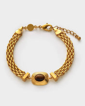 Load image into Gallery viewer, Tiger's Eye Waterproof Gold Button Bracelet