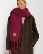 Load image into Gallery viewer, Oversized Recycled Tassel Scarf Garnet Red