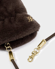 Load image into Gallery viewer, Chocolate Faux Fur Mittens with Cord