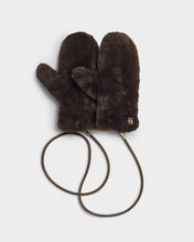 Load image into Gallery viewer, Chocolate Faux Fur Mittens with Cord