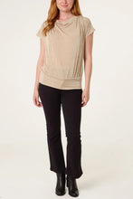 Load image into Gallery viewer, Gold Draped Cowl Neck Top