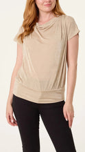 Load image into Gallery viewer, Gold Draped Cowl Neck Top