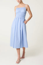 Load image into Gallery viewer, Blue Ruched Strappy Midi Dress
