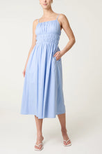 Load image into Gallery viewer, Blue Ruched Strappy Midi Dress