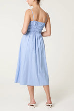 Load image into Gallery viewer, Blue Ruched Strappy Midi Dress