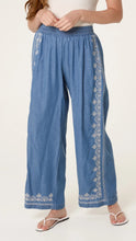 Load image into Gallery viewer, Embroidered Denim Wide Leg Trousers