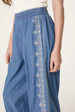 Load image into Gallery viewer, Embroidered Denim Wide Leg Trousers