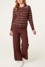 Load image into Gallery viewer, Brown Striped Knit Co-Ord Set