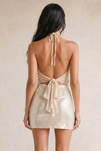Load image into Gallery viewer, Sequin Halter Tie Back Blouse