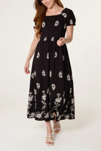 Load image into Gallery viewer, Black Paisley Embroidered Midi Dress