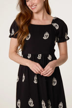Load image into Gallery viewer, Black Paisley Embroidered Midi Dress