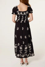 Load image into Gallery viewer, Black Paisley Embroidered Midi Dress